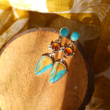 High Tides Earrings in Amber, Royston, & Prince Turquoise
