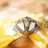 Sonoran Flower Cuff in White Buffalo, No. 8, & Amber
