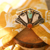 Sonoran Flower Cuff in White Buffalo, No. 8, & Amber