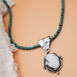 Statement Necklace in White Buffalo with Hubei Turquoise Chain