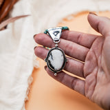 Statement Necklace in White Buffalo with Hubei Turquoise Chain