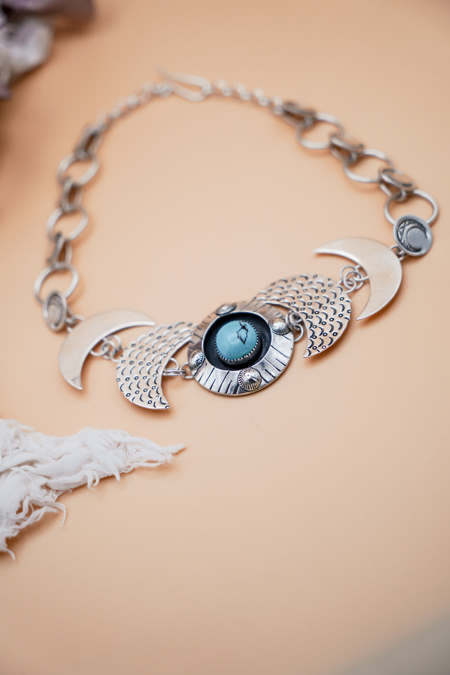 The Moon Phase Choker in Egyptian Turquoise