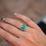 Horizontal Ring in Emerald Valley Turquoise (Size 7)