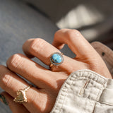 The Golden Sun Ring in Golden Hills Turquoise (Size 5.75)