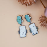 Earrings in White Buffalo & Campitos Turquoise