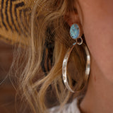 Stud Hoop Earrings in Golden Hills Turquoise