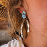 Stud Hoop Earrings in Golden Hills Turquoise