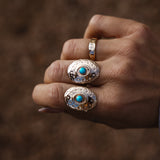 The Golden Star Concho Ring in Lone Mtn Turquoise (Choose your size)