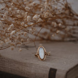 The Halo Edge Ring in 14k Gold-fill w/ Moonstone (Size 8.5)