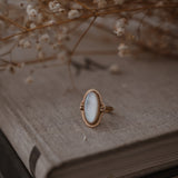 The Halo Edge Ring in 14k Gold-fill w/ Moonstone (Size 8.5)