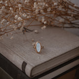 The Halo Edge Ring in 14k Gold-fill w/ Moonstone (Size 8.5)