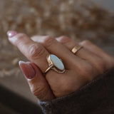 The Halo Edge Ring in 14k Gold-fill w/ Moonstone (Size 8.5)