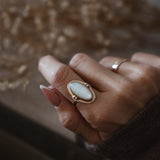 The Halo Edge Ring in 14k Gold-fill w/ Moonstone (Size 8.5)