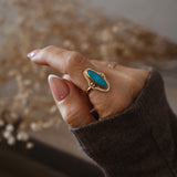 The Halo Edge Ring in 14k Gold-fill w/ Campitos Turquoise (Size 6.75)