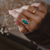 The Halo Edge Ring in 14k Gold-fill w/ Campitos Turquoise (Size 6.75)