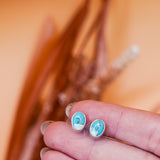 Sterling Opal + Turquoise Inlay Studs