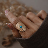 The Golden Star Concho Ring in Lone Mtn Turquoise (Choose your size)