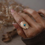 The Golden Star Concho Ring in Lone Mtn Turquoise (Choose your size)