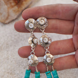 Drip Earrings with White Buffalo and Turquoise