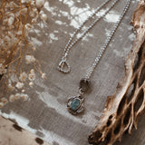 Fine Silver Kiln-Fired Pendant in Kyanite + Pyrite