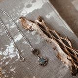 Fine Silver Kiln-Fired Pendant in Kyanite + Pyrite