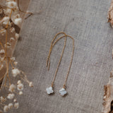 Dew Drop Ear Threaders in Mother of Pearl