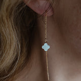 Dew Drop Ear Threaders in Mother of Pearl