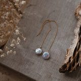 Dew Drop Ear Threaders in Mother of Pearl