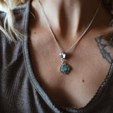 Fine Silver Kiln-Fired Pendant in Kyanite + Pyrite