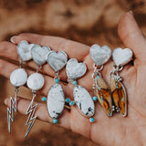 Mother of Pearl Hearts with Royston Ribbon Turquoise