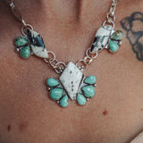 Cluster Necklace in White Buffalo & Kingman Turquoise