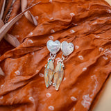 Mother of Pearl Hearts with Royston Ribbon Turquoise