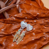 Mother of Pearl Hearts with Royston Ribbon Turquoise
