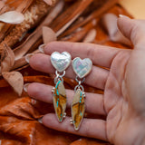 Mother of Pearl Hearts with Royston Ribbon Turquoise