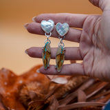 Mother of Pearl Hearts with Royston Ribbon Turquoise