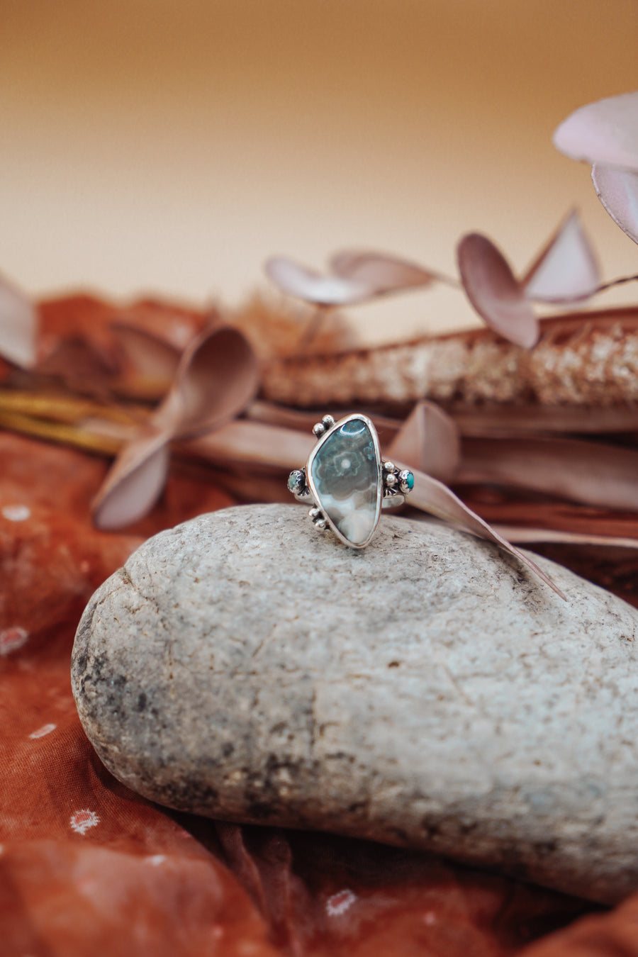 Ocean Jasper & Lone Mtn Turquoise Ring (Size 8.25)