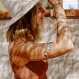 Boho Arm Band in Kingman Turquoise & White Buffalo