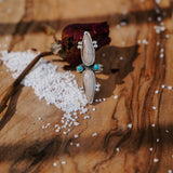 Lace Agate Ring with Lone Mtn Turquoise (Size 7)