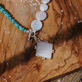 Toggle Necklace in Lace Agate w/ Turquoise & Pearl Beads