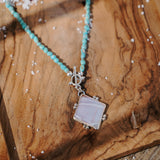 Toggle Necklace in Lace Agate w/ Turquoise Beads
