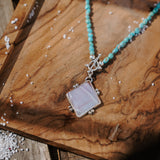 Toggle Necklace in Lace Agate w/ Turquoise Beads
