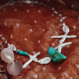 Necklace with Kingman & Blue Ridge Turquoise and Pearl Beads