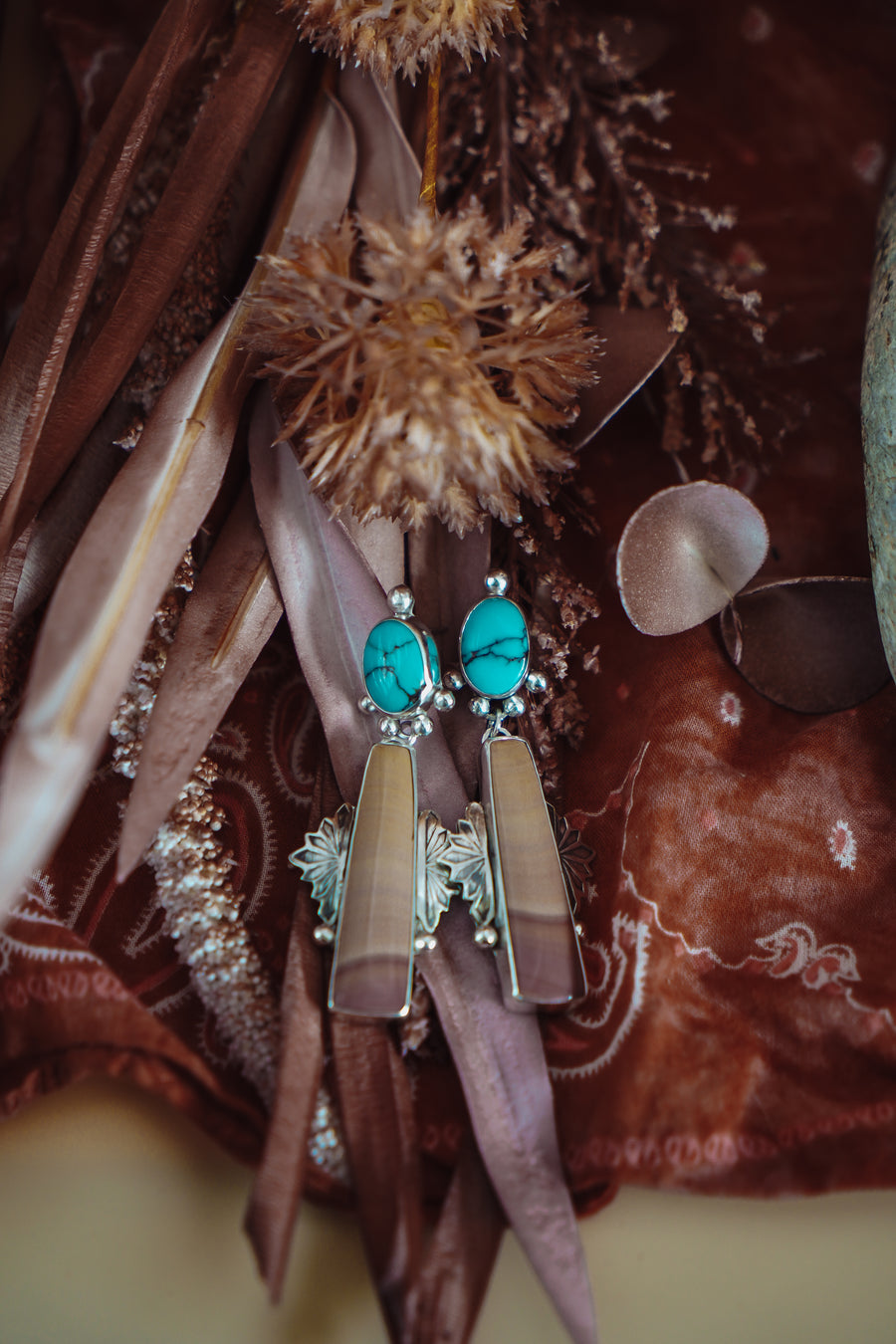 Statement Earrings in Red Jasper & Egyptian Turquoise