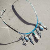 Hammered Neck Cuff in Mother of Pearl & Hubei Turquoise Beads
