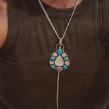 The High Desert Vision Pendant in Moonstone & Campitos Turquoise
