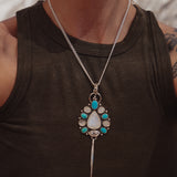 The High Desert Vision Pendant in Moonstone & Campitos Turquoise