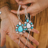 The High Desert Vision Pendant in Moonstone & Campitos Turquoise