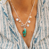 Charm Necklace in Royston Turquoise with Pearl Beads