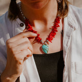 Royston Necklace with Coral Beads