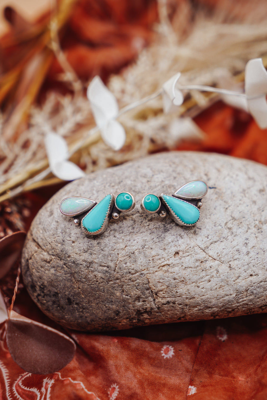 Ear Crawlers in Sterling Opal, Hubei, & Campitos Turquoise